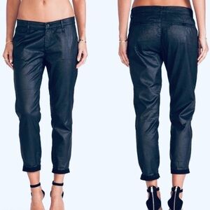 AG Tristan Navy Waxed Trousers size 30 slim/straight leg Adriano Goldschmied